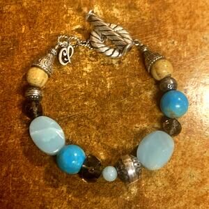 Carolyn Pollack Bracelet Sterling Silver, Turquoise & More Stones 8 Inches